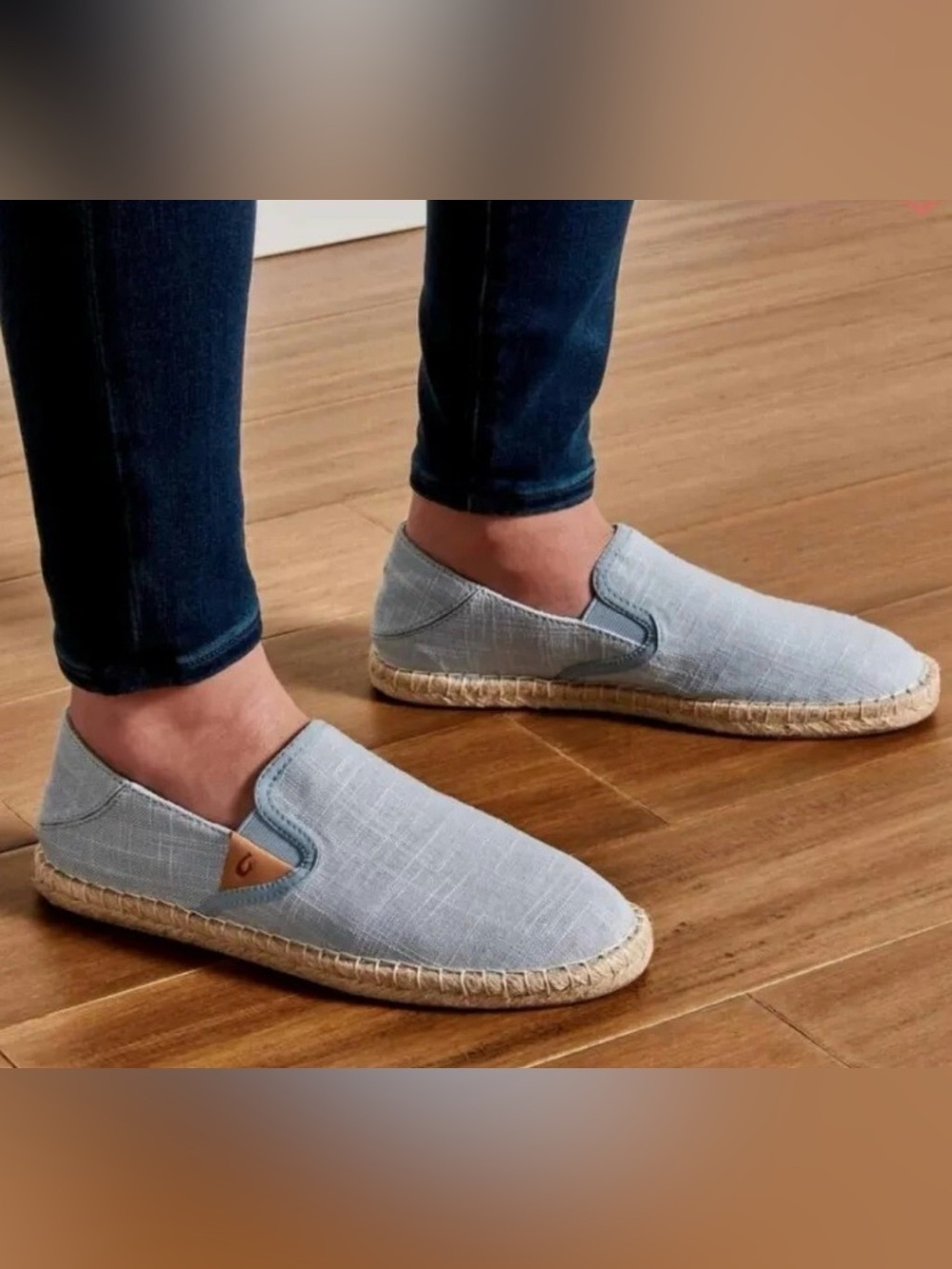 OluKai Light Blue Canvas Slip-On Espadrilles for Men